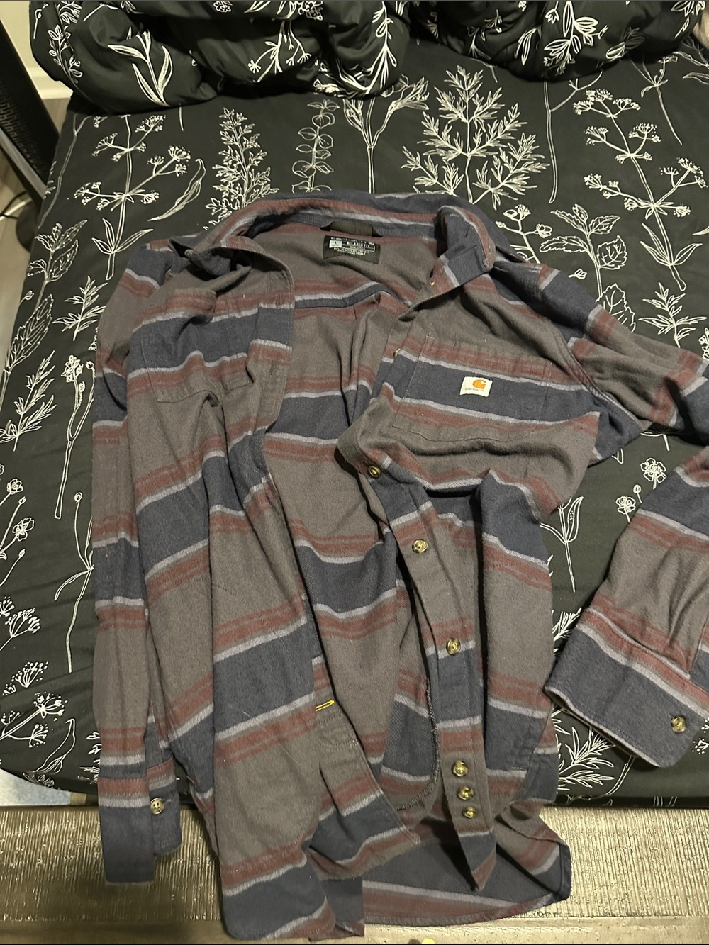 Carhartt women’s Striped Button-Down Shirt — Gray, Blue, Brown